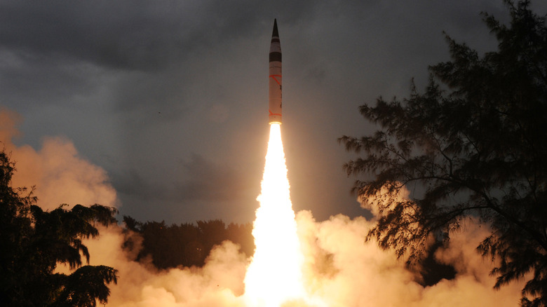 Launch test of India's Agni V missile.