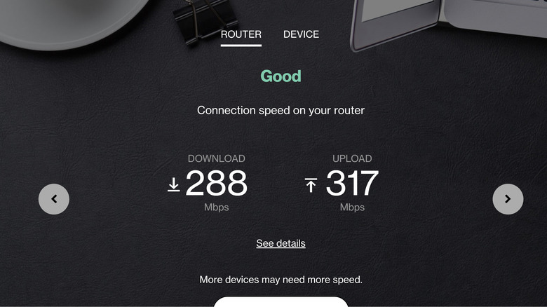Verizon router speed test screenshot