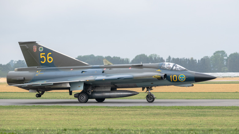 J-35 fighter jet on runway
