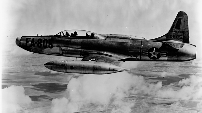 an F-94A in flight