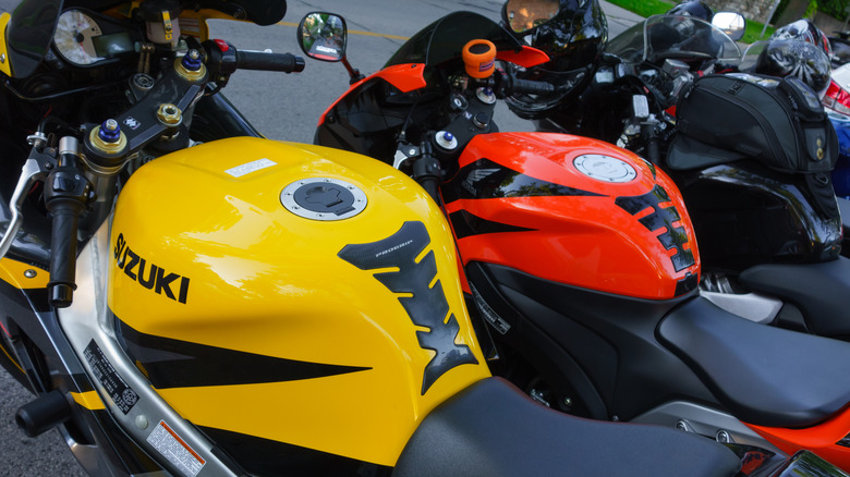 Suzuki motorcycles lined up