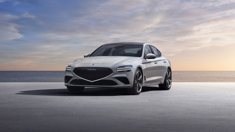 Genesis G70 near the coast