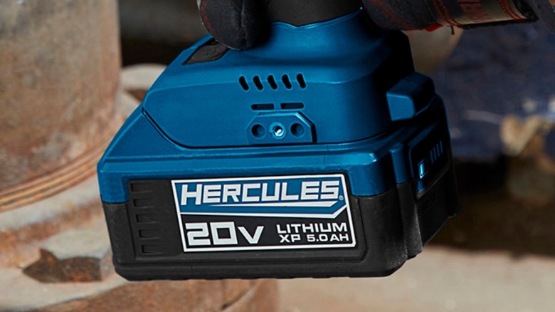 Close up of Hercules battery in drill