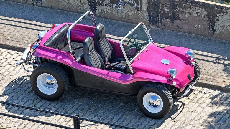 Meyers Manx Dune Buggy parked purple