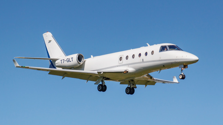 A Gulfstream G150 jet taking off from Vnukovo International Airport, Moscow