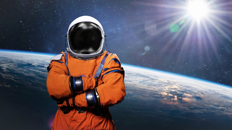 Orange space man in space