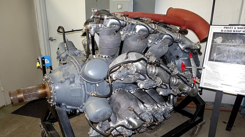 Pratt & Whitney r-4360 double wasp engine on display in musuem