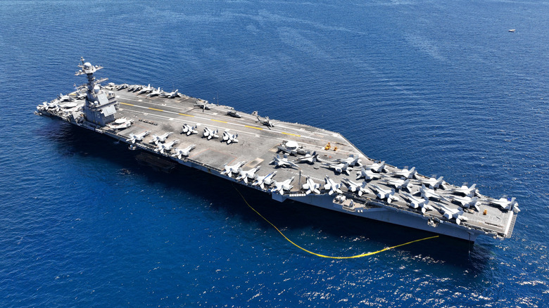 Aerial view of USS Gerald R. Ford at sea