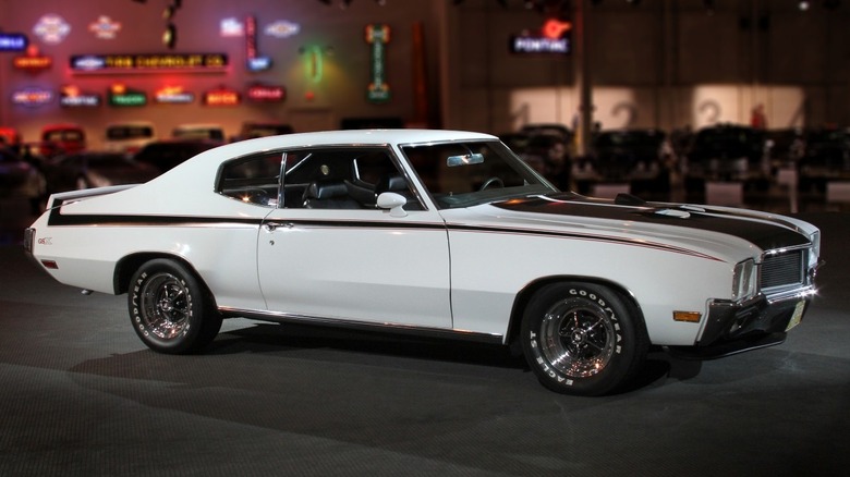 White 1970 Buick GSX, right-side view