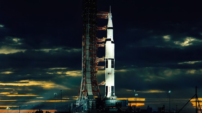 The Apollo 17 Saturn V rocket on the launchpad