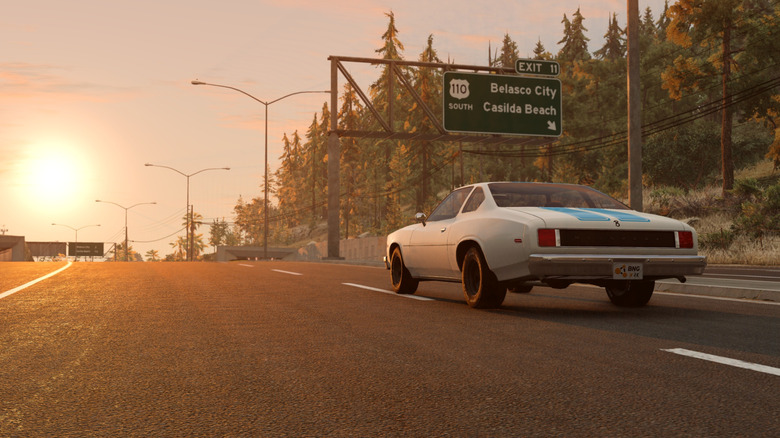 Car on road in BeamNG