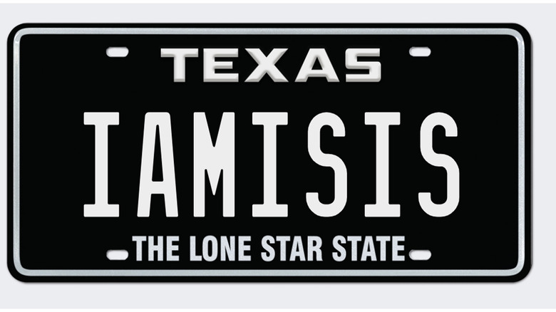 A custom Texas license plate that reads I AM ISIS