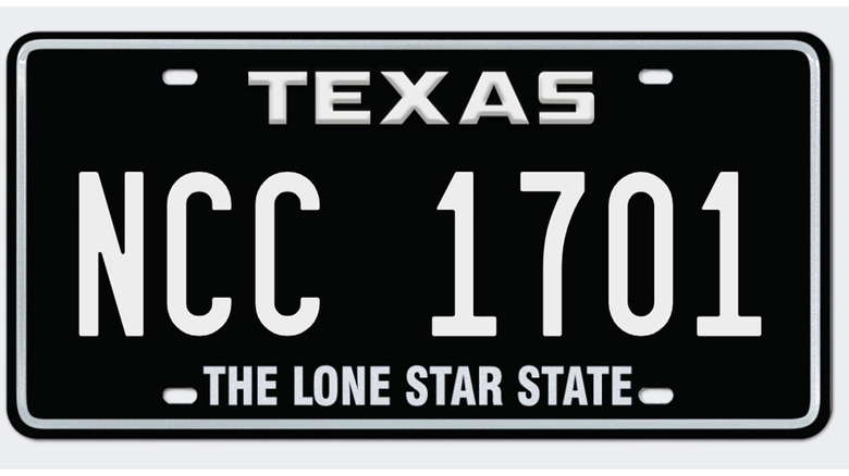 A custom Texas license plate that reads NCC 1701
