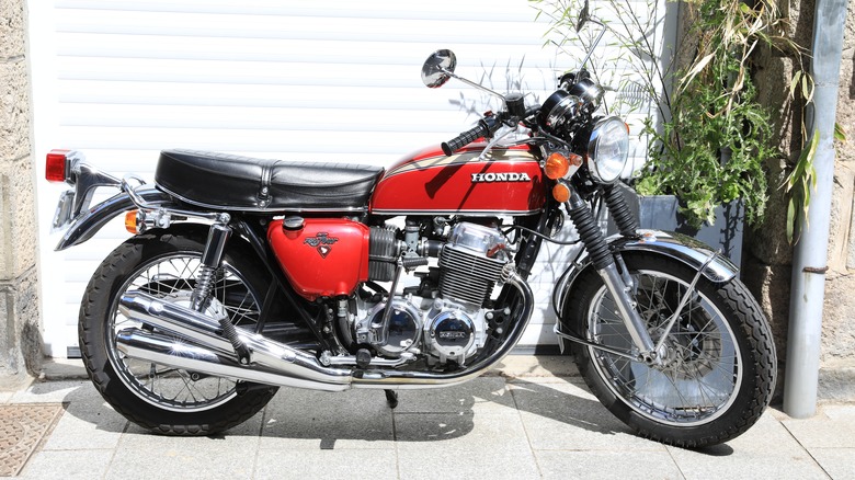 red Honda CB750 motorcycle