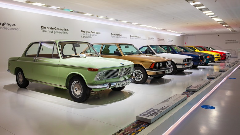 row of BMWs through the years