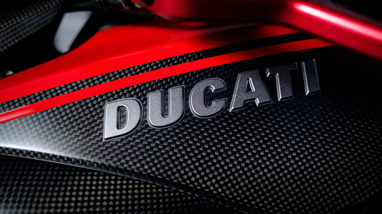 Ducati motorcycle emblem closeup