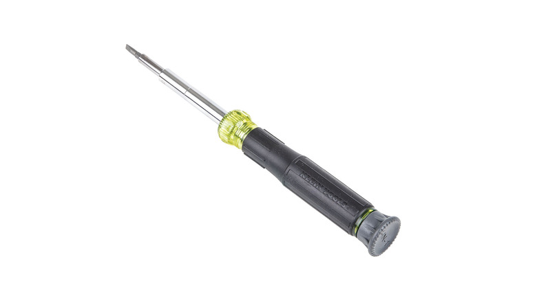 A close up shot of a Klein Tools Precision Screwdriver