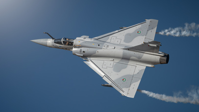 Dassault Mirage aircraft in banking turn