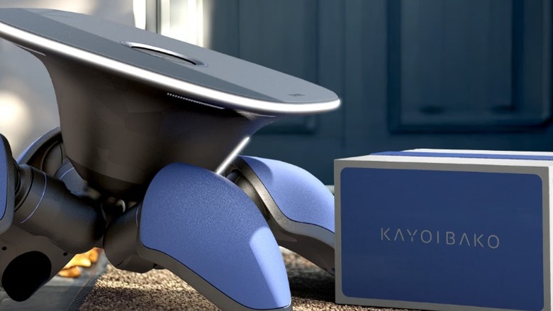 Chibibo delivering package on door step