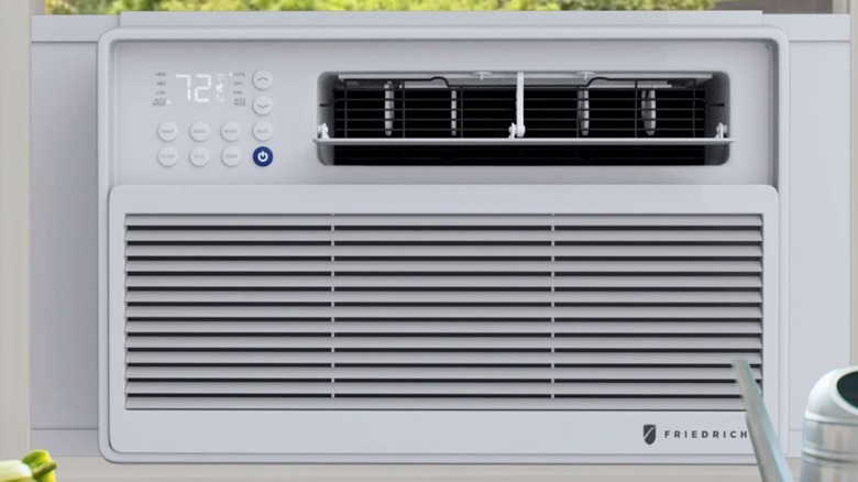 A Friedrich air conditioner in a window.