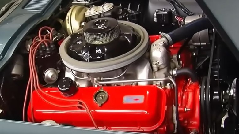 A 1967 Corvette clean L88 engine in an open engine bay.