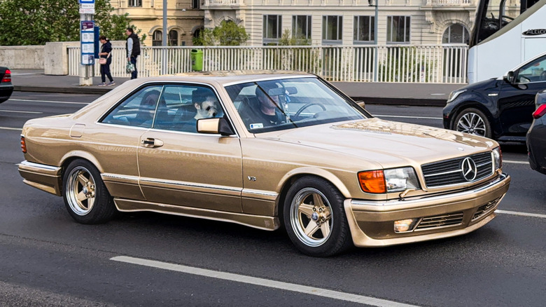 Mercedes-Benz 560SEC AMG on the road