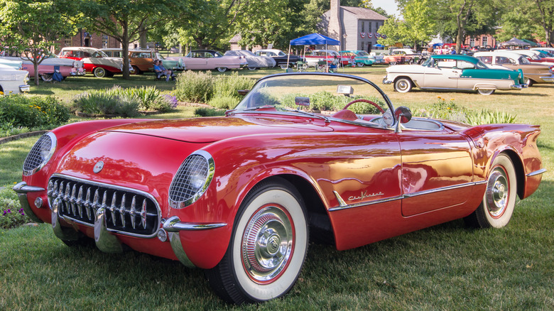 1955 Chevrolet Corvette parked at a car show