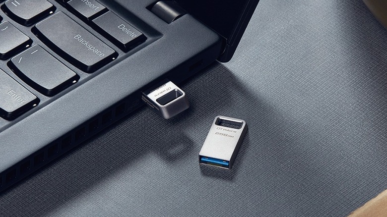A Kingston DataTraveler Micro USB flash drive