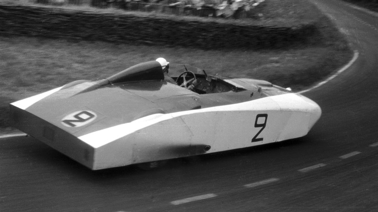 1950 Cadillac Series 61 Le Mans "Le Monstre" competing in 1950 24 Hours of Le Mans, rear-right view