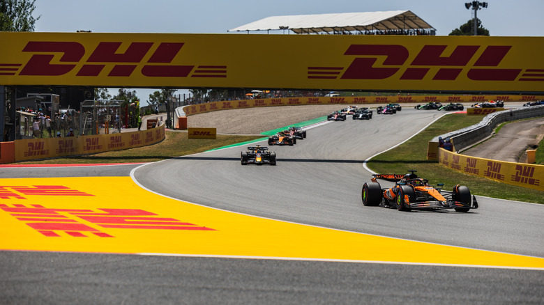 A shot of Oscar Piastri leading the 2025 Spanish Grand Prix