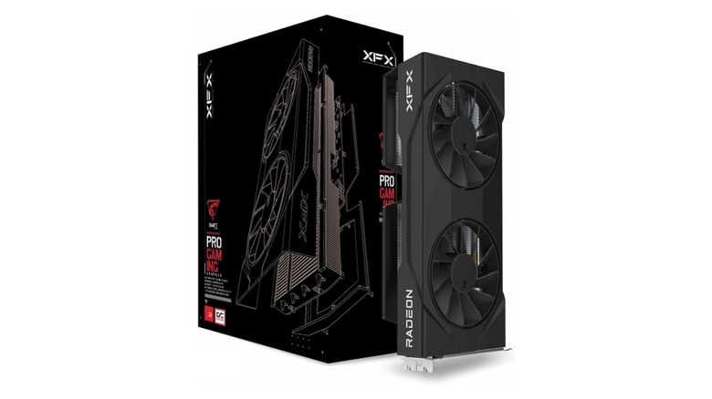 XFX Swift 9060 XT next to its box on a white background