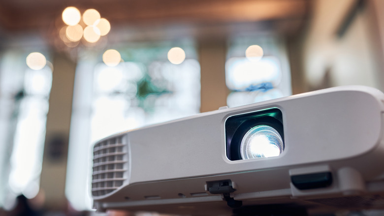 closeup of a home media projector