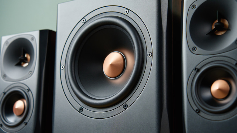 Sound speaker with a big subwoofer in the center