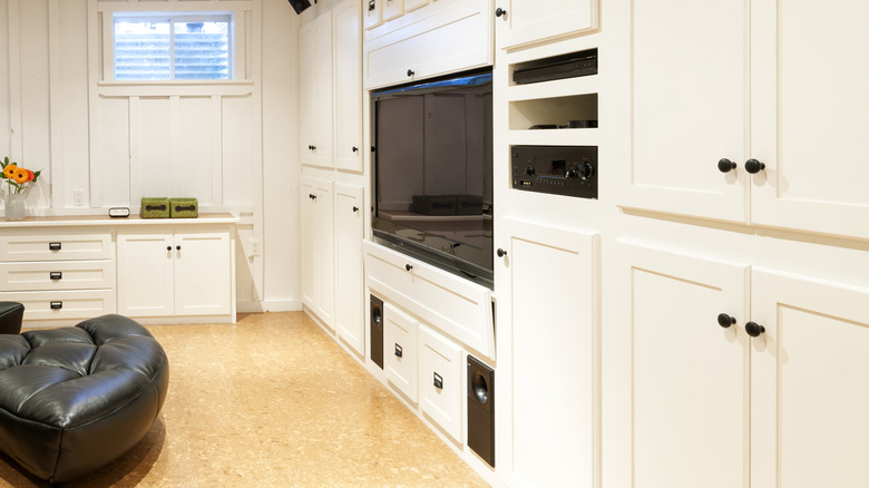 Subwoofers flushed inside a cabinet