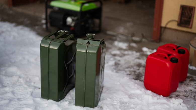Green fuel ca placed near an electric outlet and an electric generator