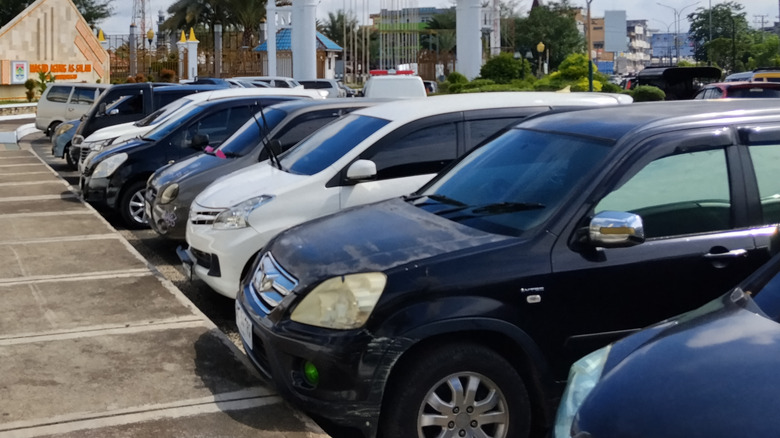 Different cars parked outside