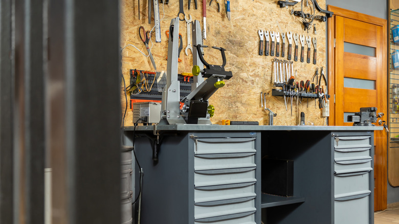 Numerous tools in a garage interior