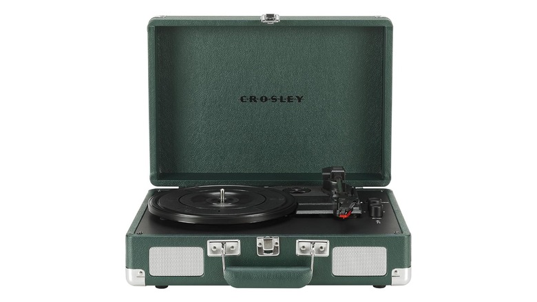 Crosley Cruiser with the lid up on a white background