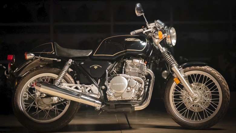 The 1990 Honda GB500 Tourist Trophy parked in a museum