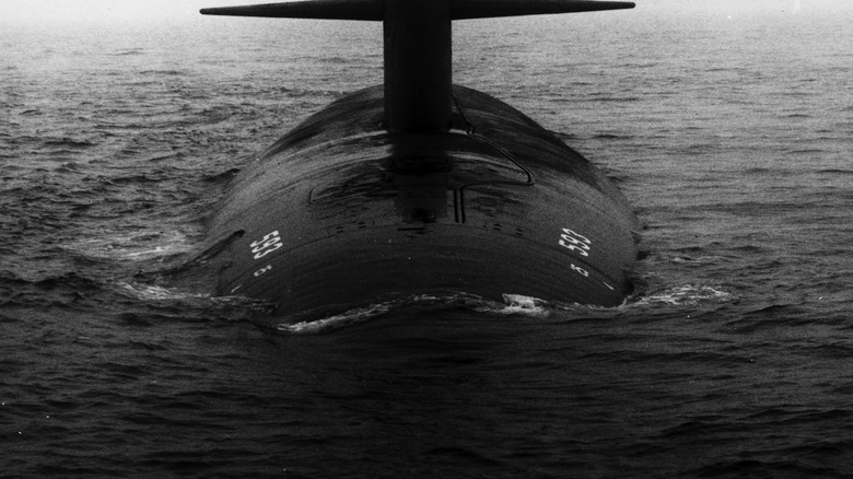 USS Thresher with two members of the crew on its conn tower