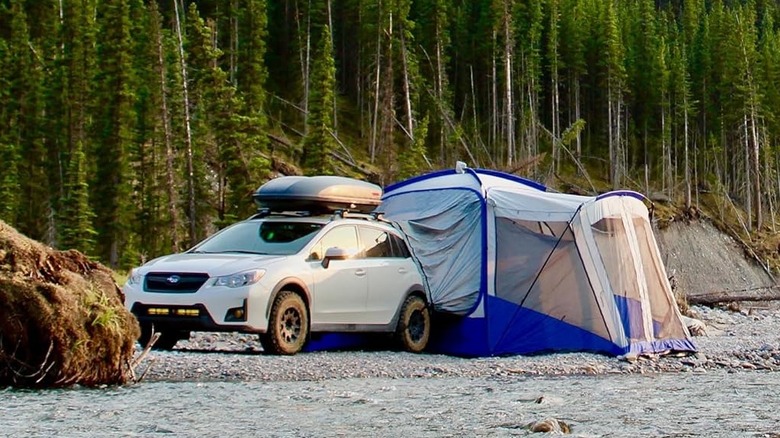 car with tent