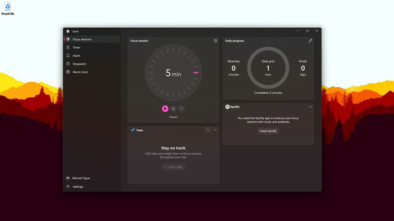 windows focused timer