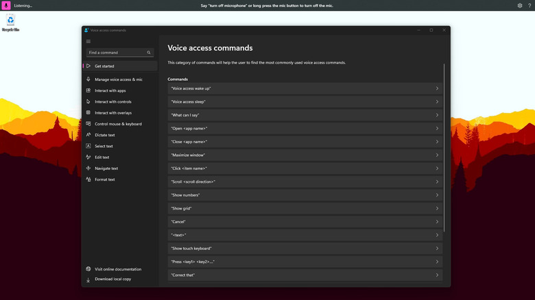 windows voice access