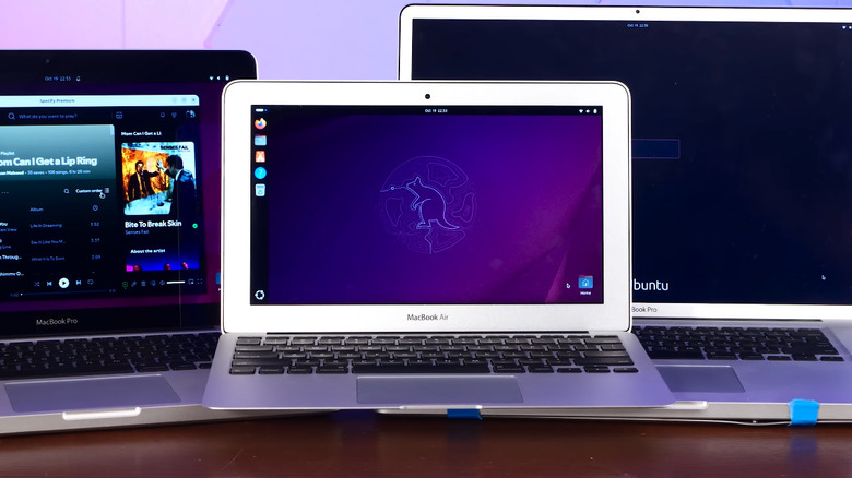 Three old MacBooks running Ubuntu