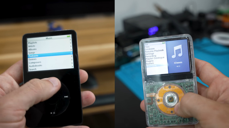Zac compares original and modded iPod side by side