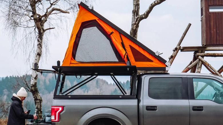 Go Fast Campers orange Camper  V2 Pro on a truck