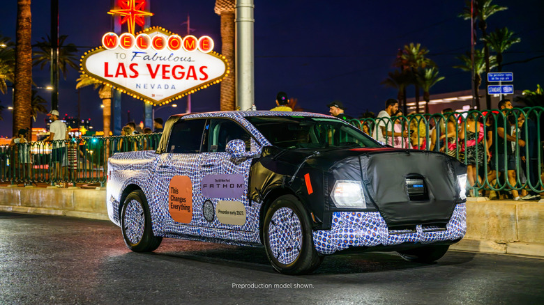Ford Fathom in camo driving in Las Vegas