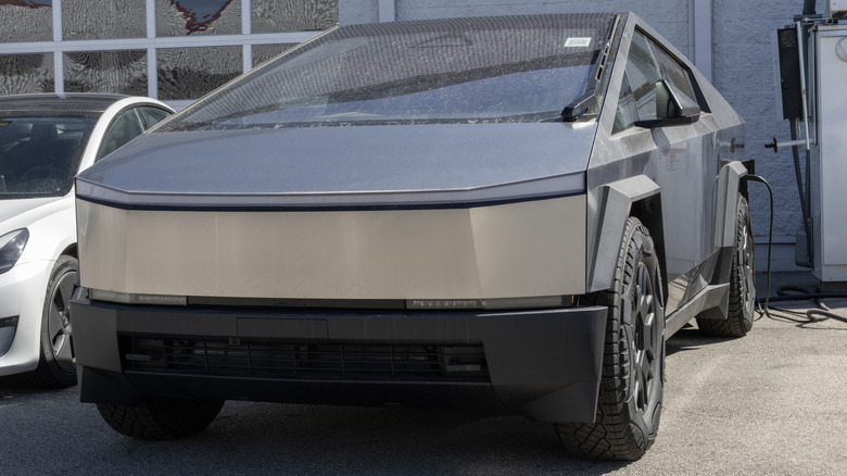 A front-end shot of a Tesla Cybertruck Cyberbeast
