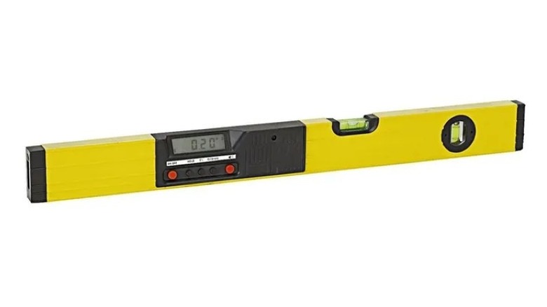 yellow bubble level with digital readout