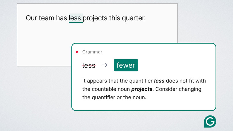 grammarly context correction menu